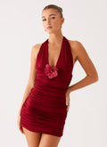 Abelia Halter Mini Dress - Maroon