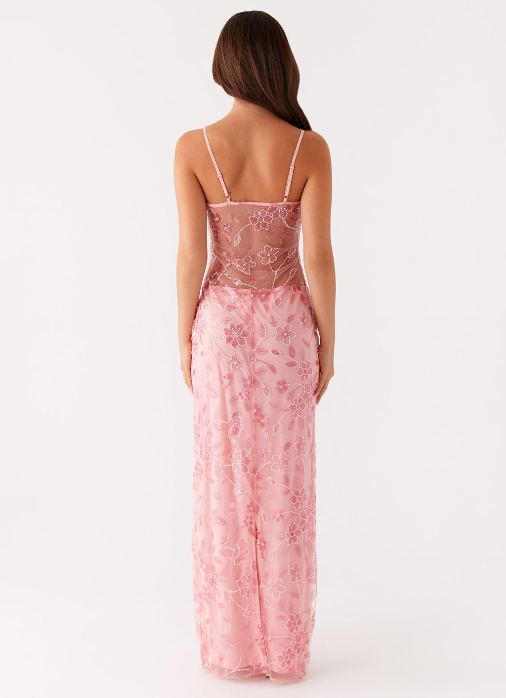 Akira Beaded Maxi Dress - Pink Orange