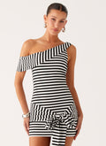 All Day Mini Dress - Black White Stripe