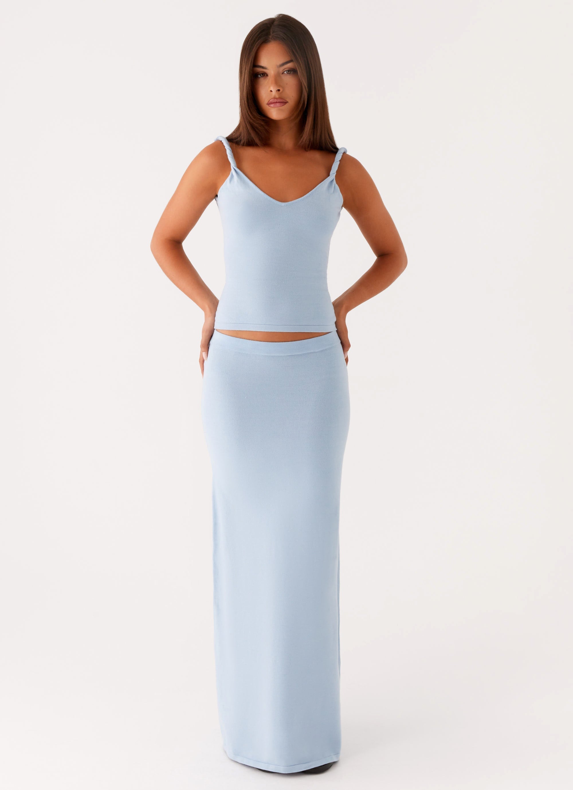 Anastasia Knit Maxi Skirt - Blue