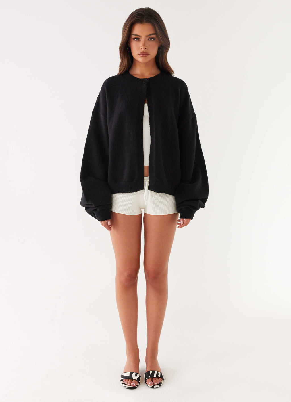 Annie One Button Cardigan - Black