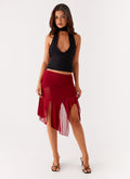 Anthea Mesh Midi Skirt - Red