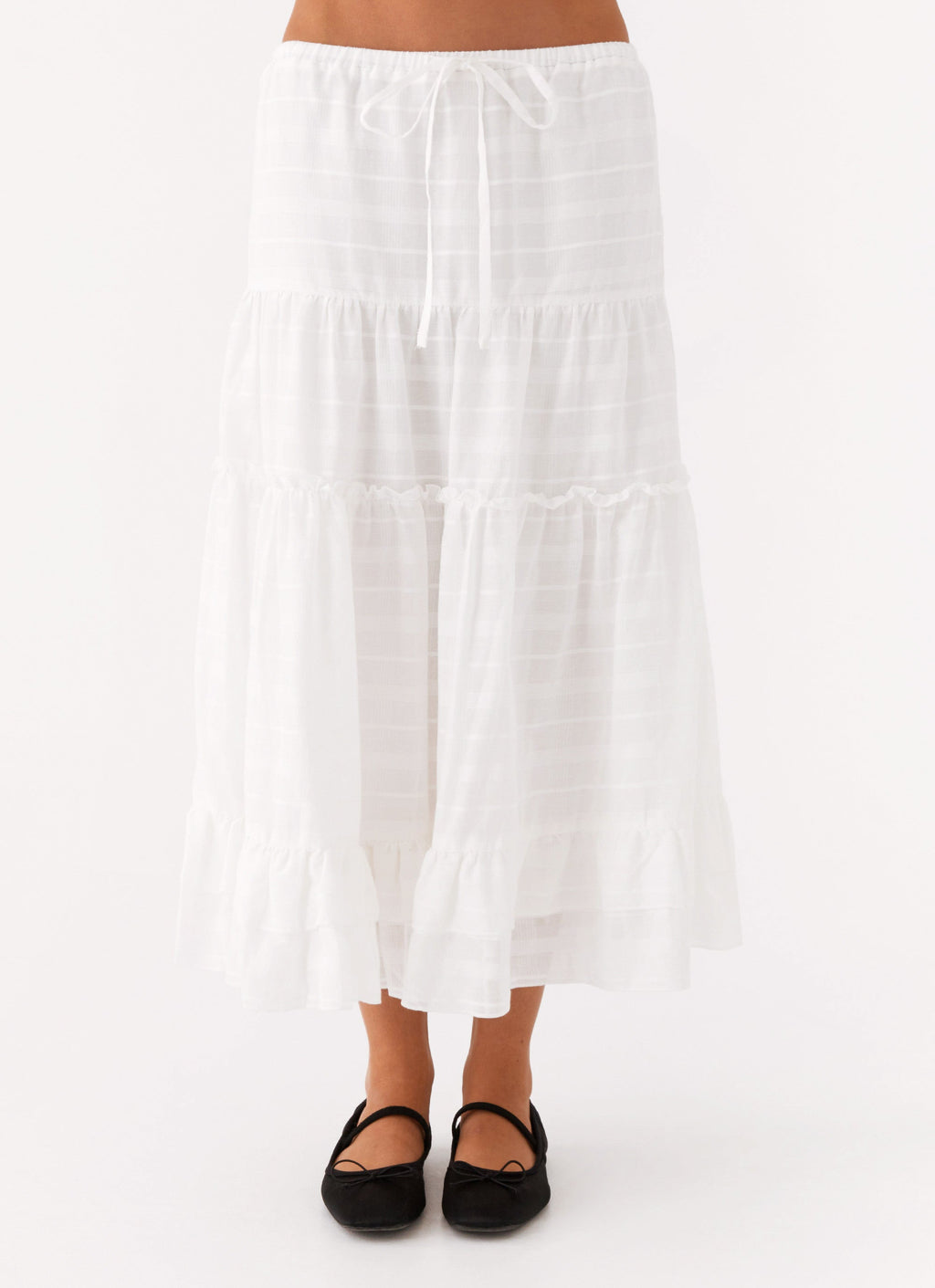 Beatrix Frill Midi Skirt - White