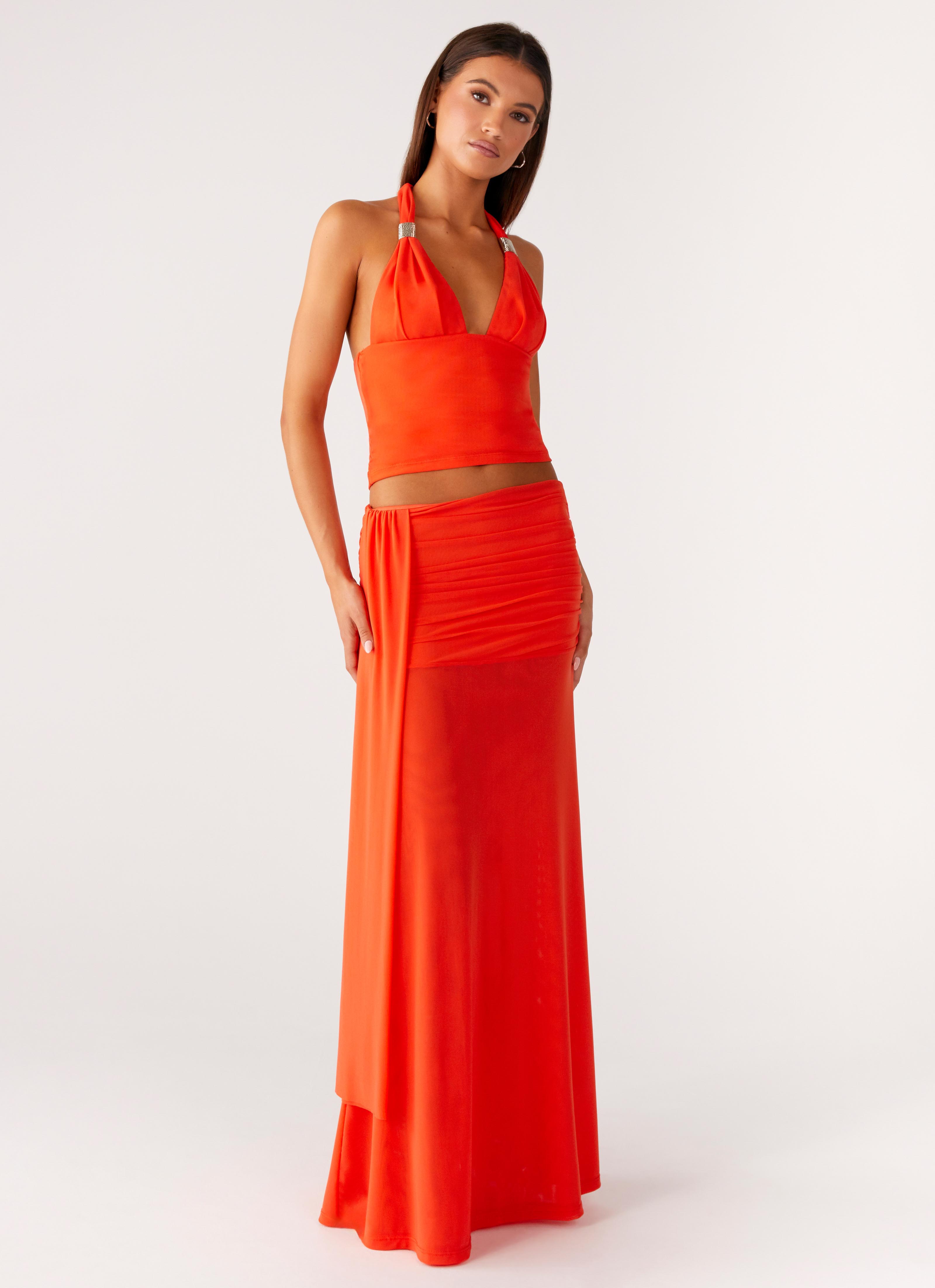 Blaze Maxi Skirt - Fire Red