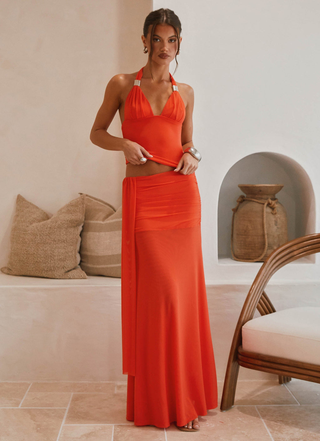 Blaze Maxi Skirt - Fire Red