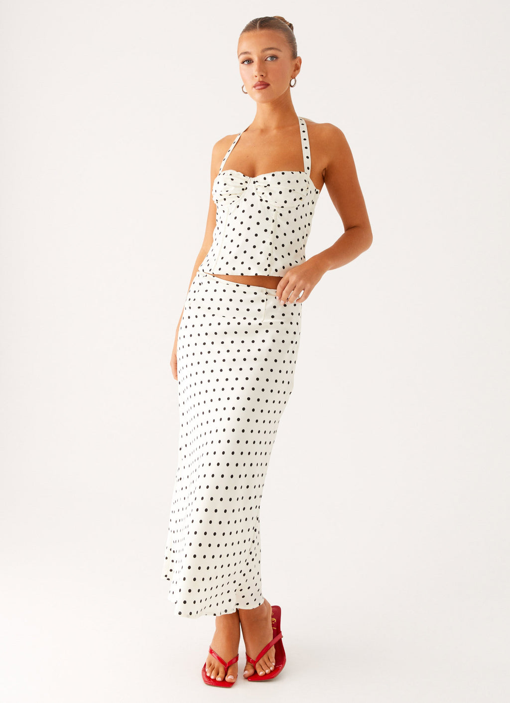 Breanne Top - White Polka Dot