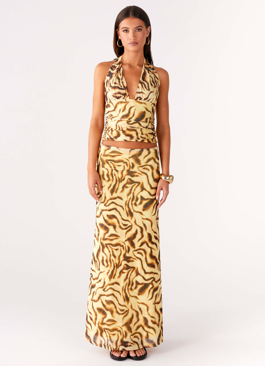 Call Me Low Rise Maxi Skirt - Yellow Zebra