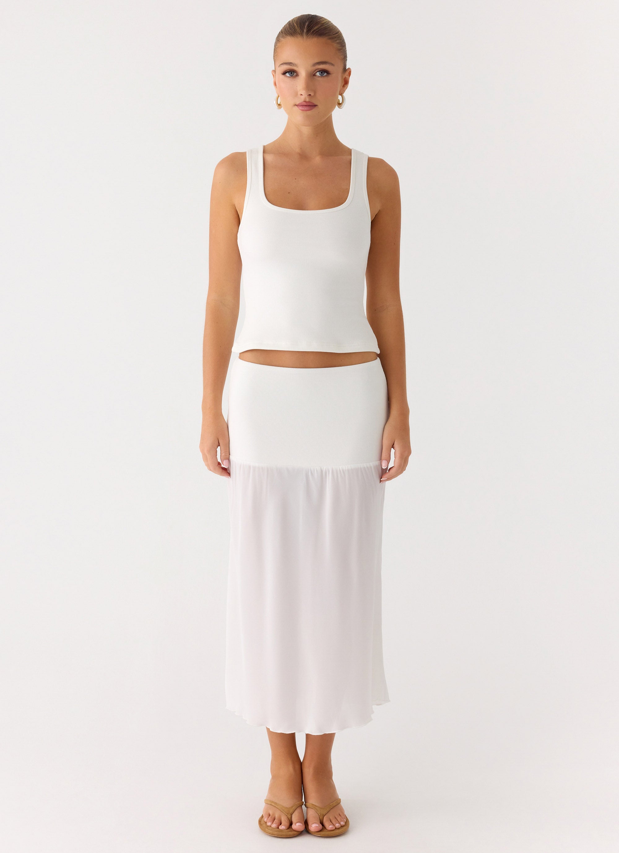 Connect My Heart Midi Skirt - White