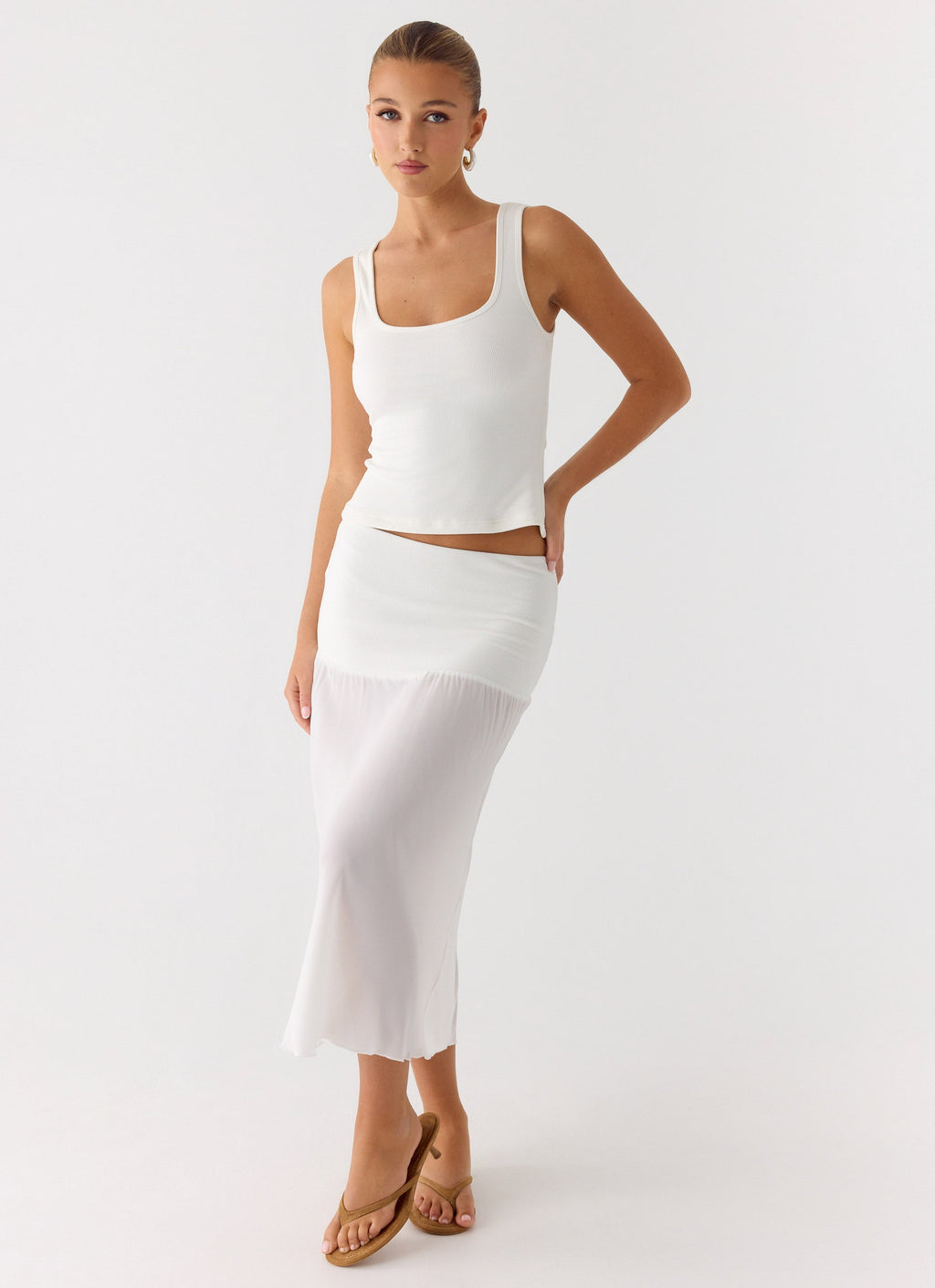 Connect My Heart Midi Skirt - White