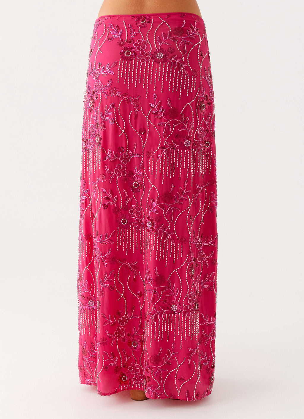Corinna Low Rise Sequin Maxi Skirt - Fuchsia