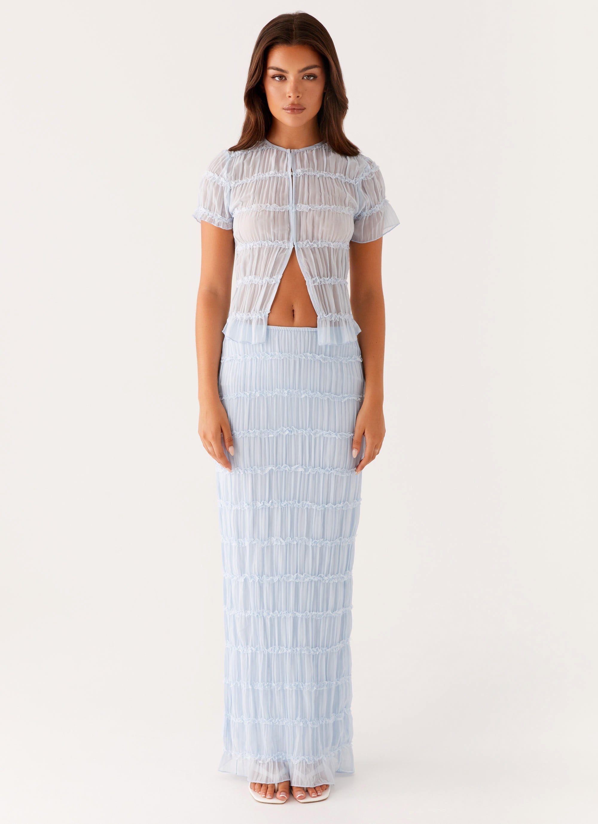 Daydreaming Low Rise Maxi Skirt - Blue