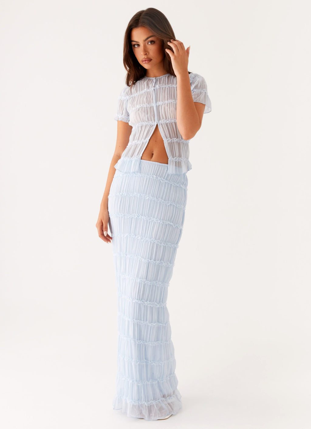 Daydreaming Low Rise Maxi Skirt - Blue
