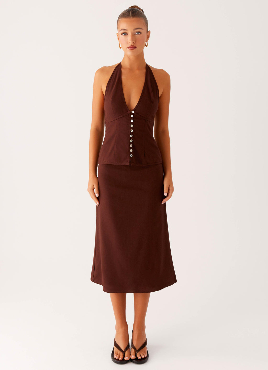 Esther Midi Skirt - Chocolate