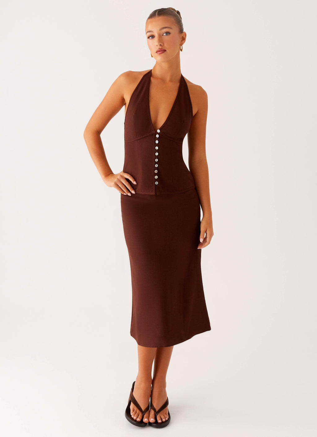 Esther Midi Skirt - Chocolate