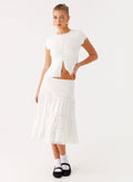 Good Vibes Midi Skirt - White