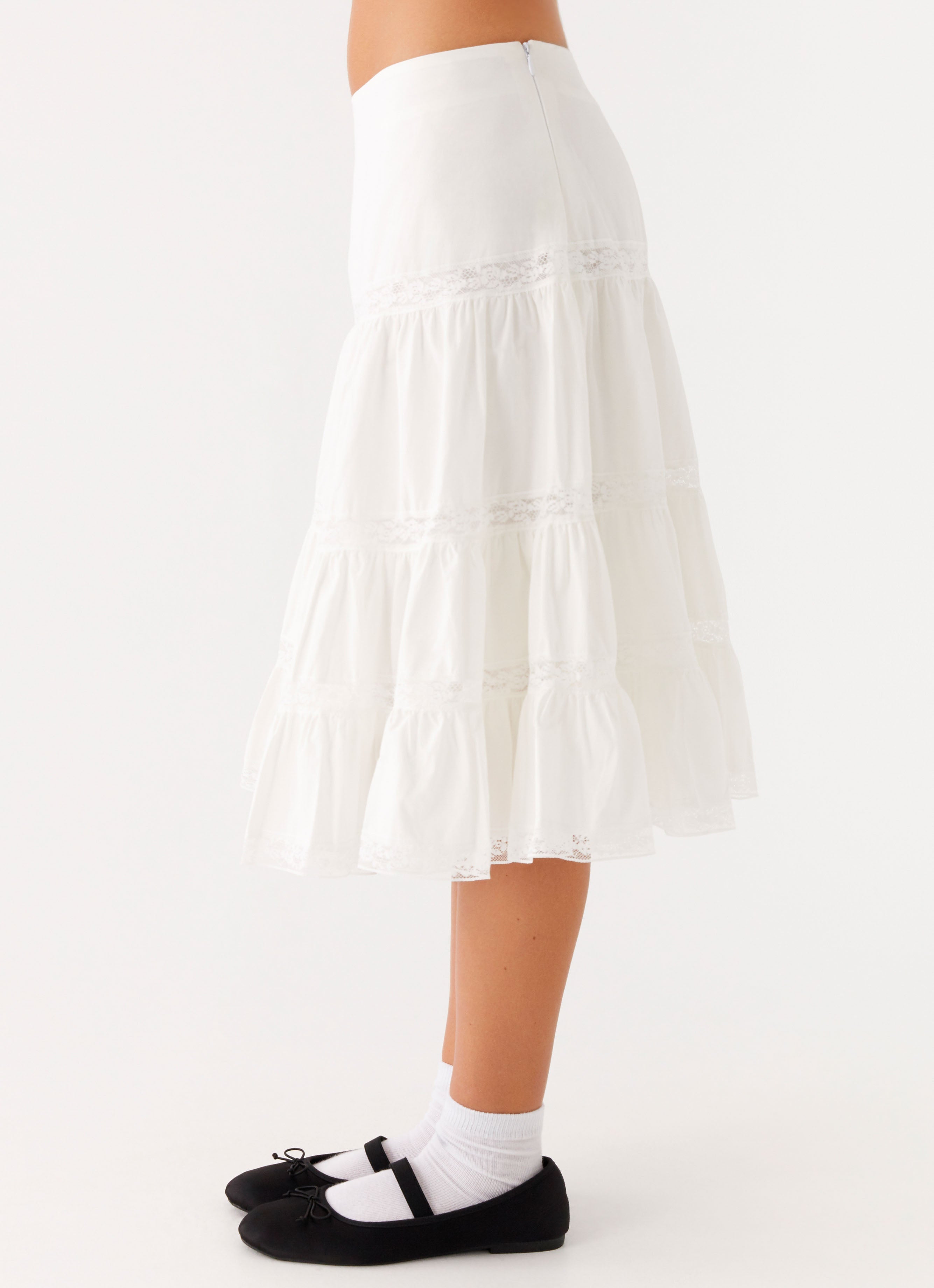 Good Vibes Midi Skirt - White
