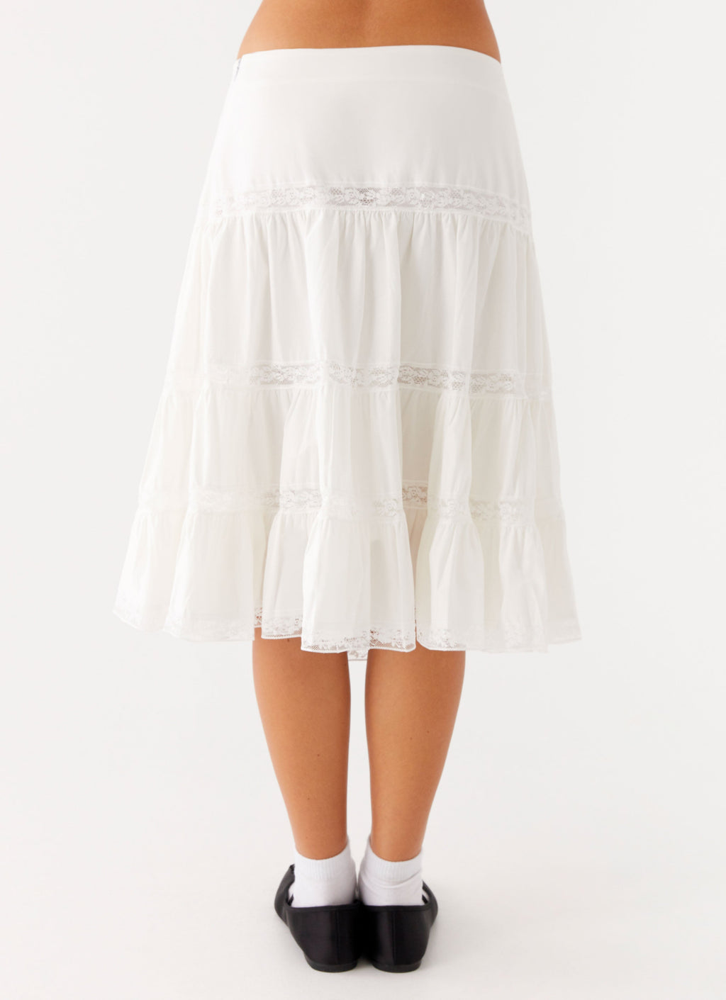 Good Vibes Midi Skirt - White