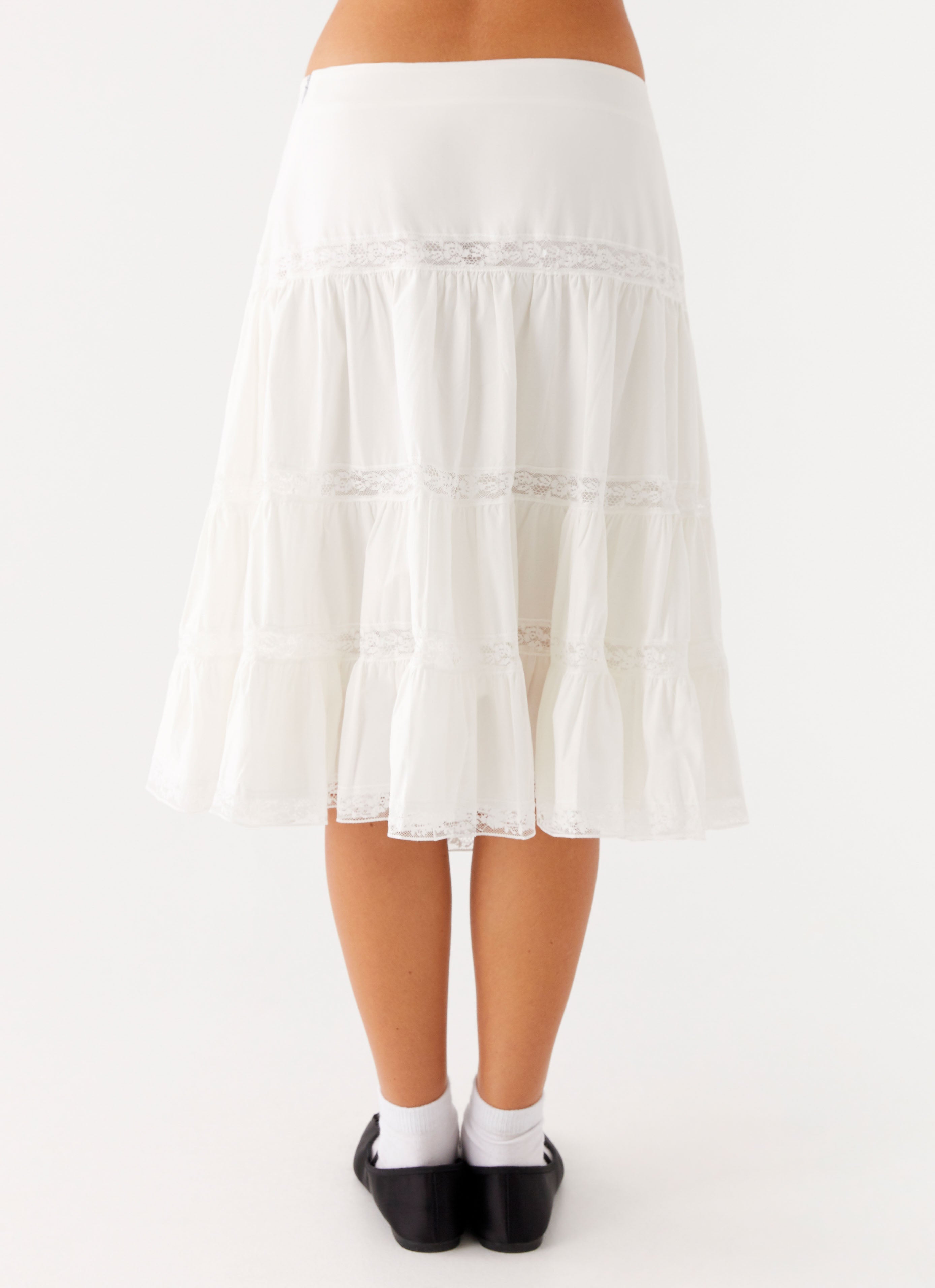 Good Vibes Midi Skirt - White