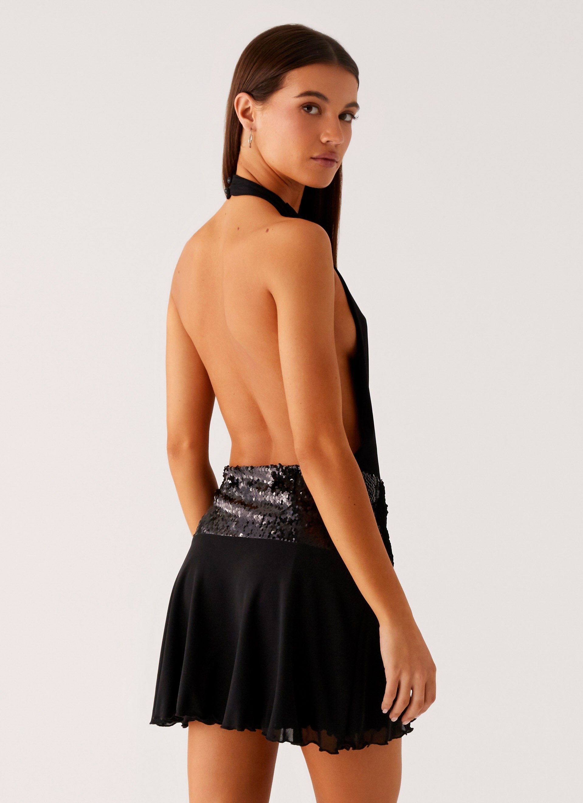 Kelsey Sequin Mini Dress - Black