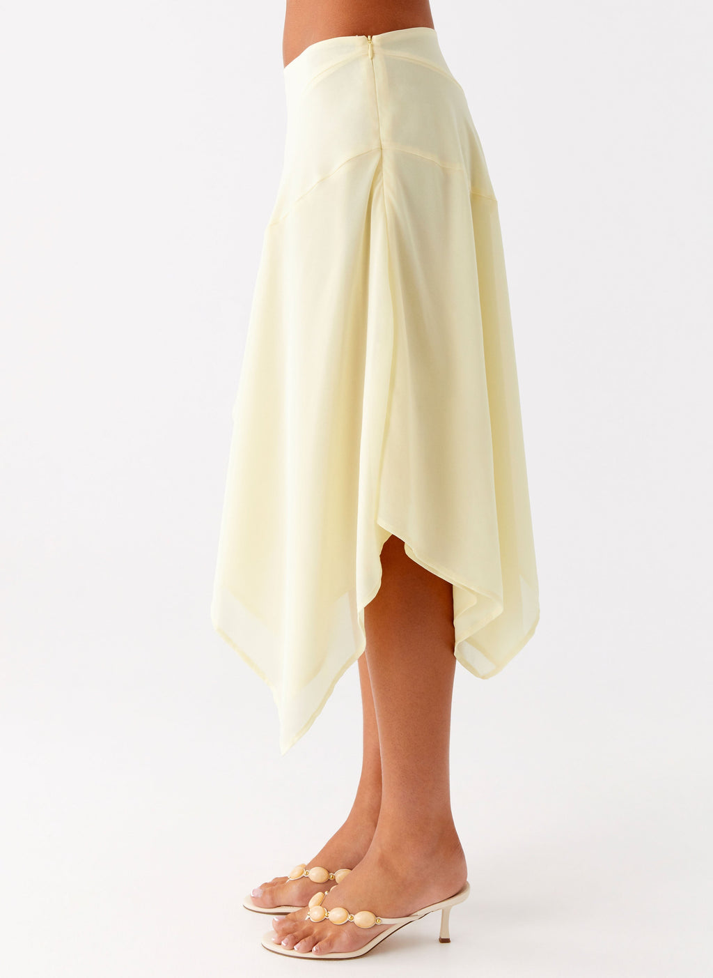 Kia Low Rise Asymmetrical Midi Skirt - Yellow