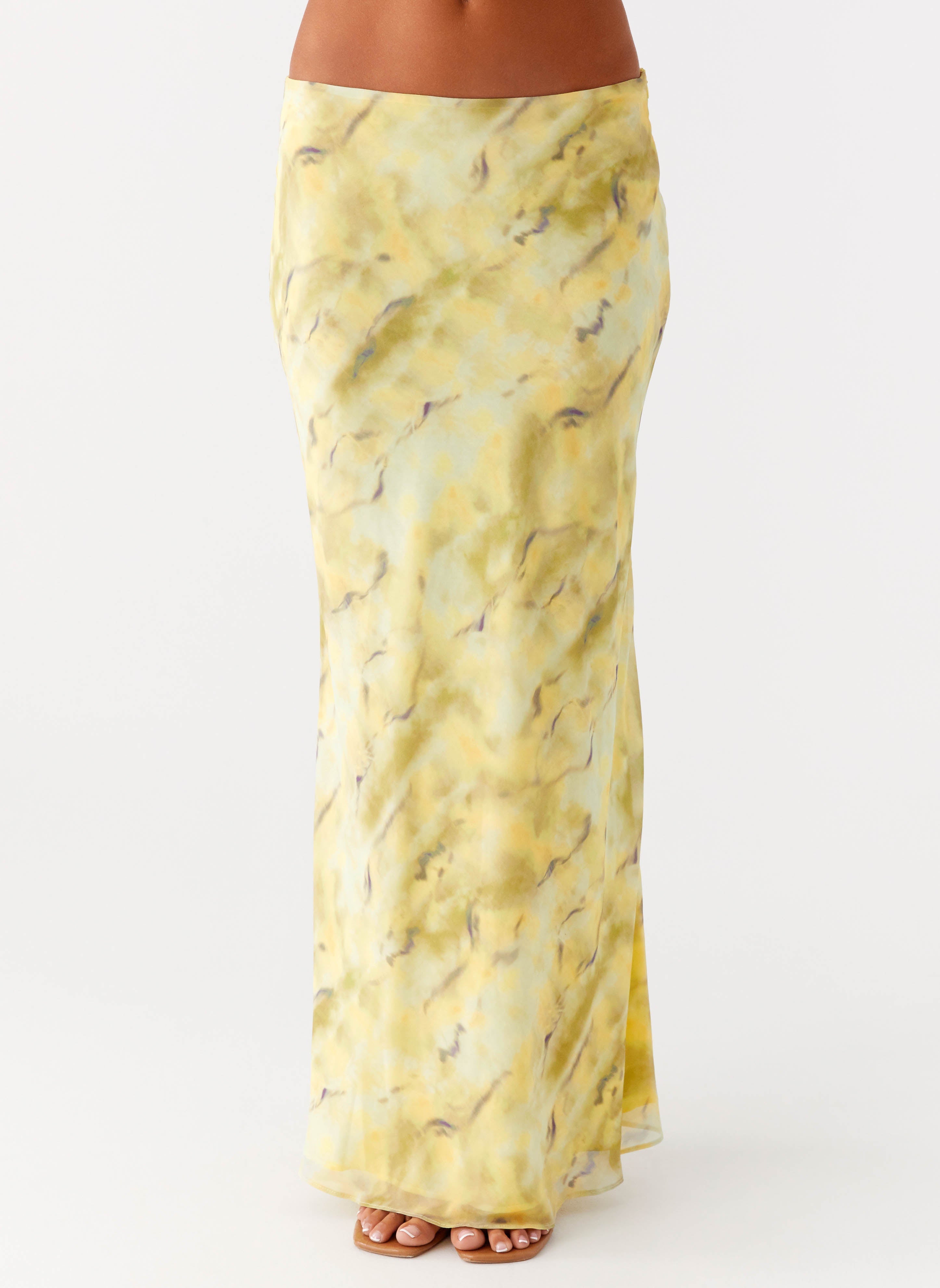 Kylo Low Rise Maxi Skirt - Yellow Tie Dye