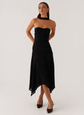 Leto Chiffon Midi Dress - Black
