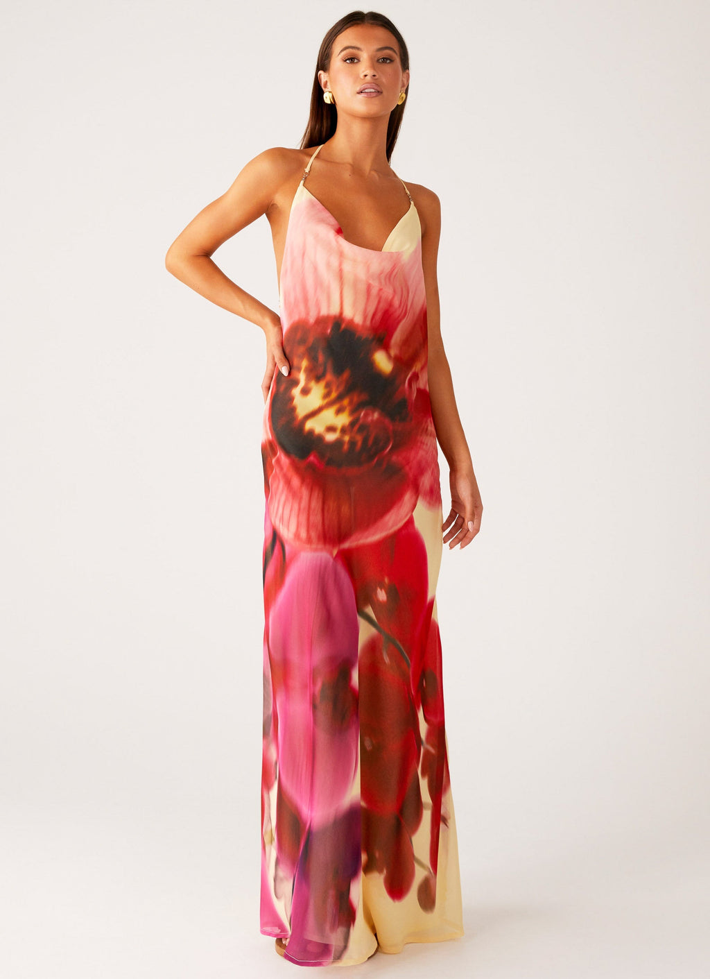 Morning Crush Cowl Maxi Dress - Yellow Bloom