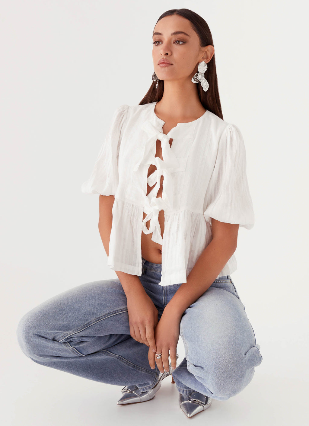 Western Wind Tie Top - White