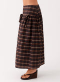 Quiet Places Cotton Midi Skirt - Chocolate Check