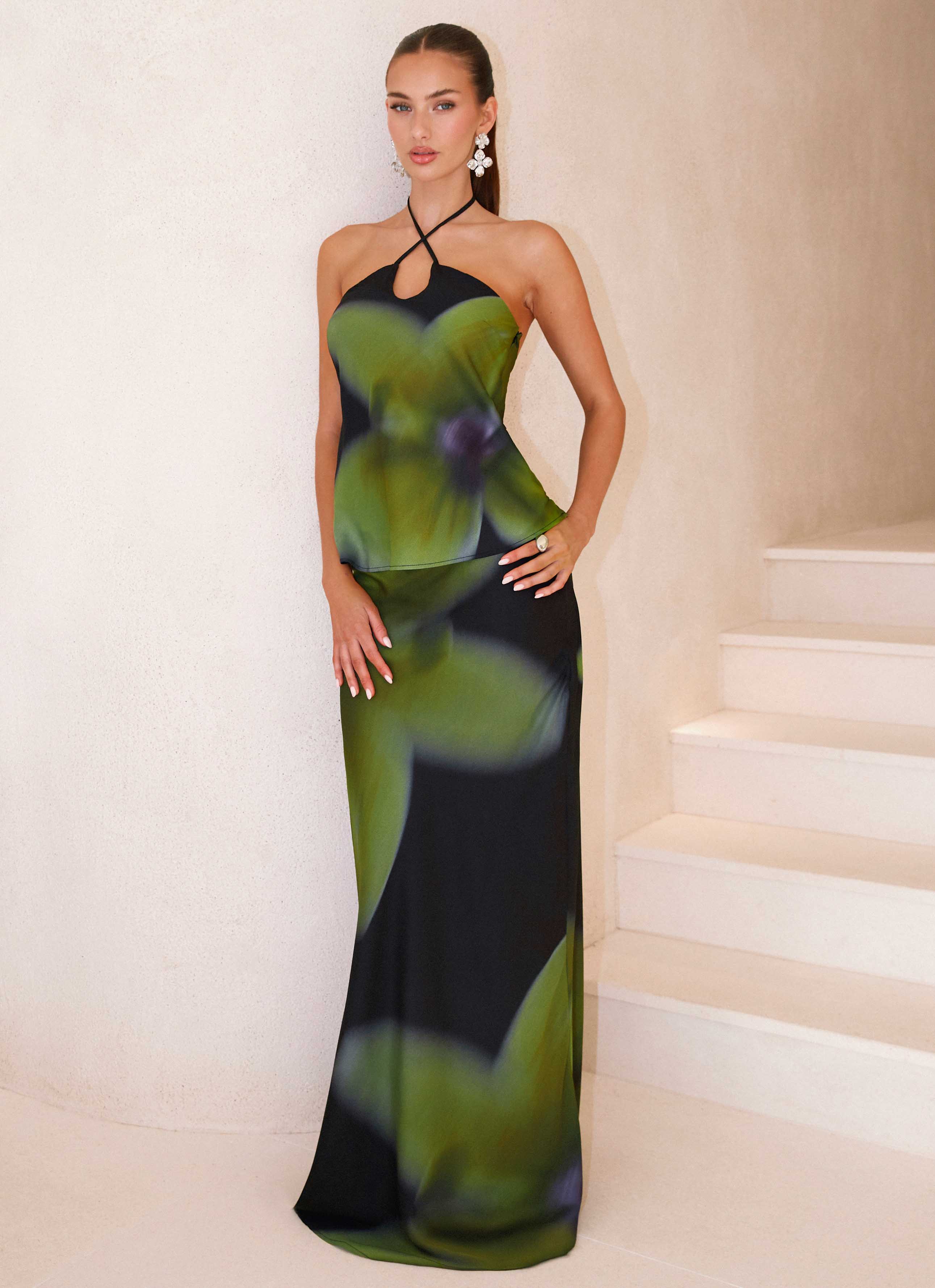 Rosetta Maxi Skirt - Lime Flower