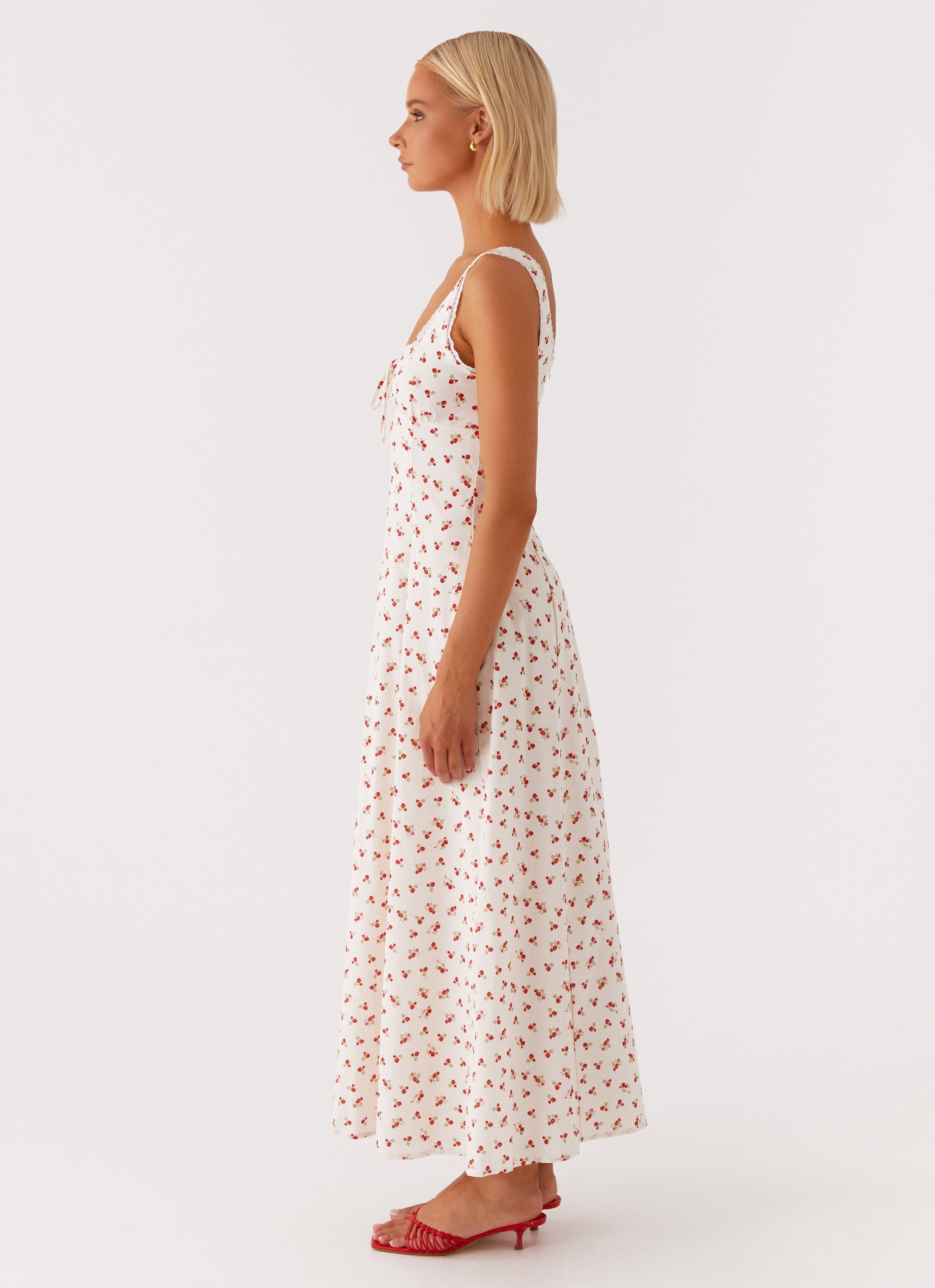 Rowena Midi Dress - Red Floral Ditsy