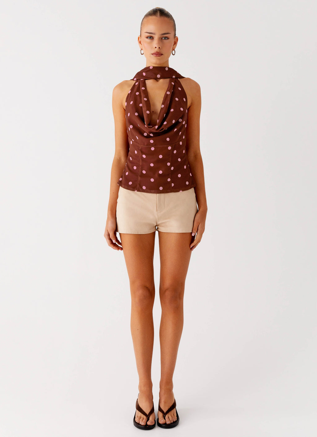 Stealing Love Scarf Top - Chocolate Strawberry Dot