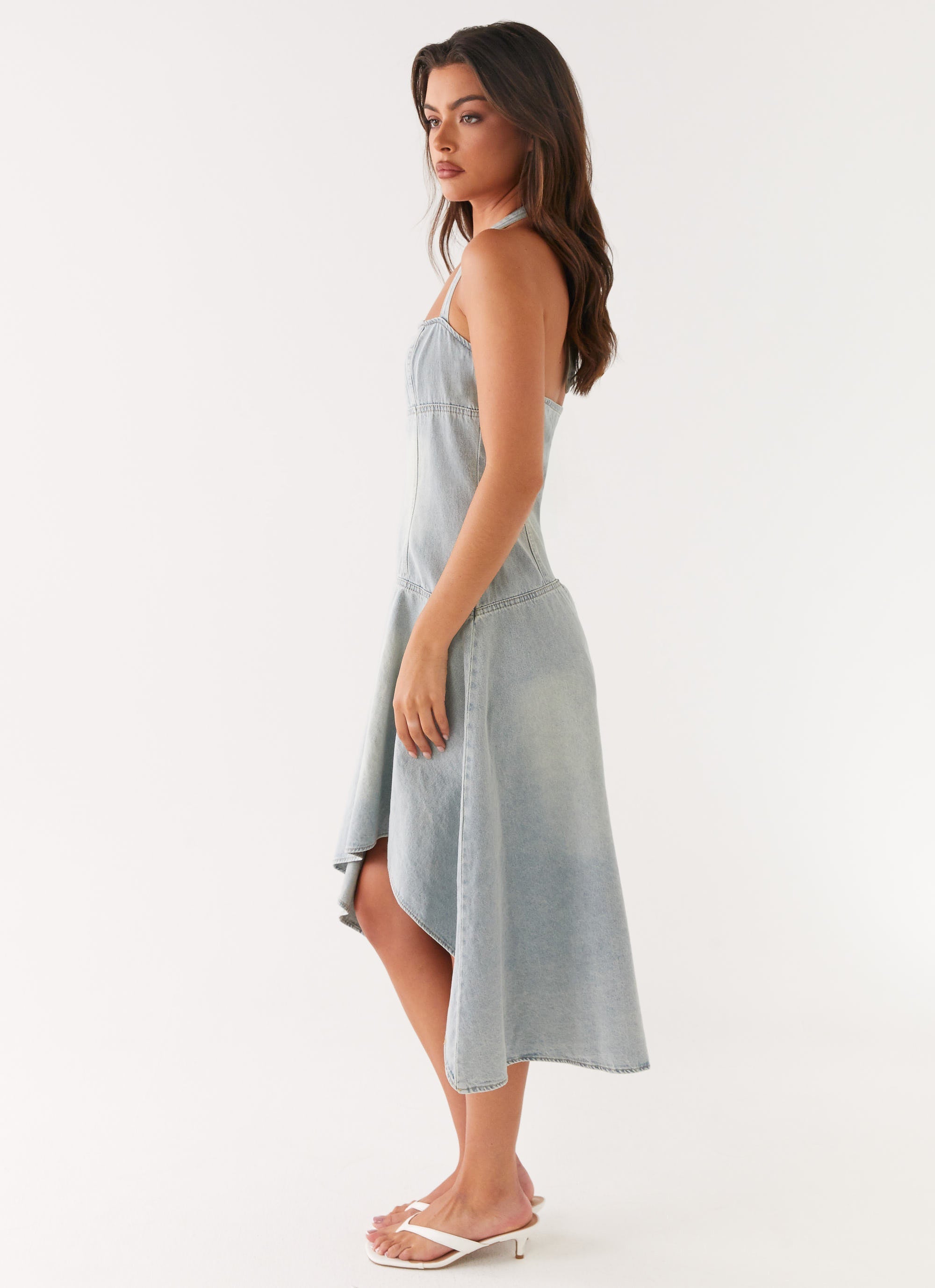 Tanisha Denim Midi Dress - Washed Blue