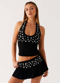 Vegas Nights Halter Neck Top - Black
