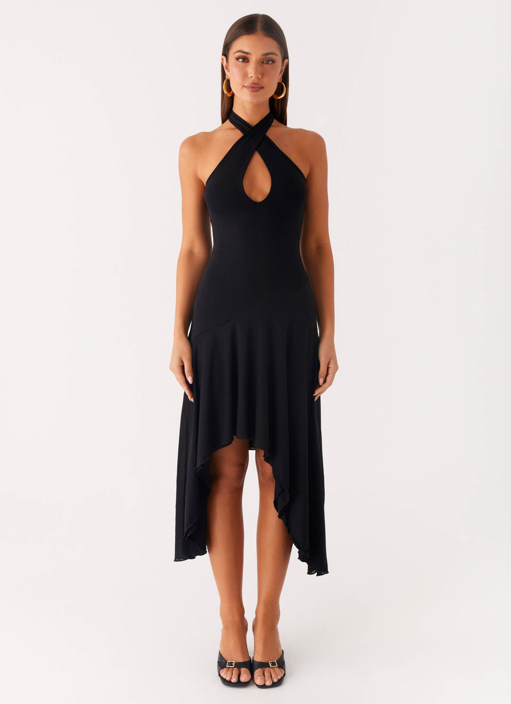 Velvet Sky Midi Dress - Black