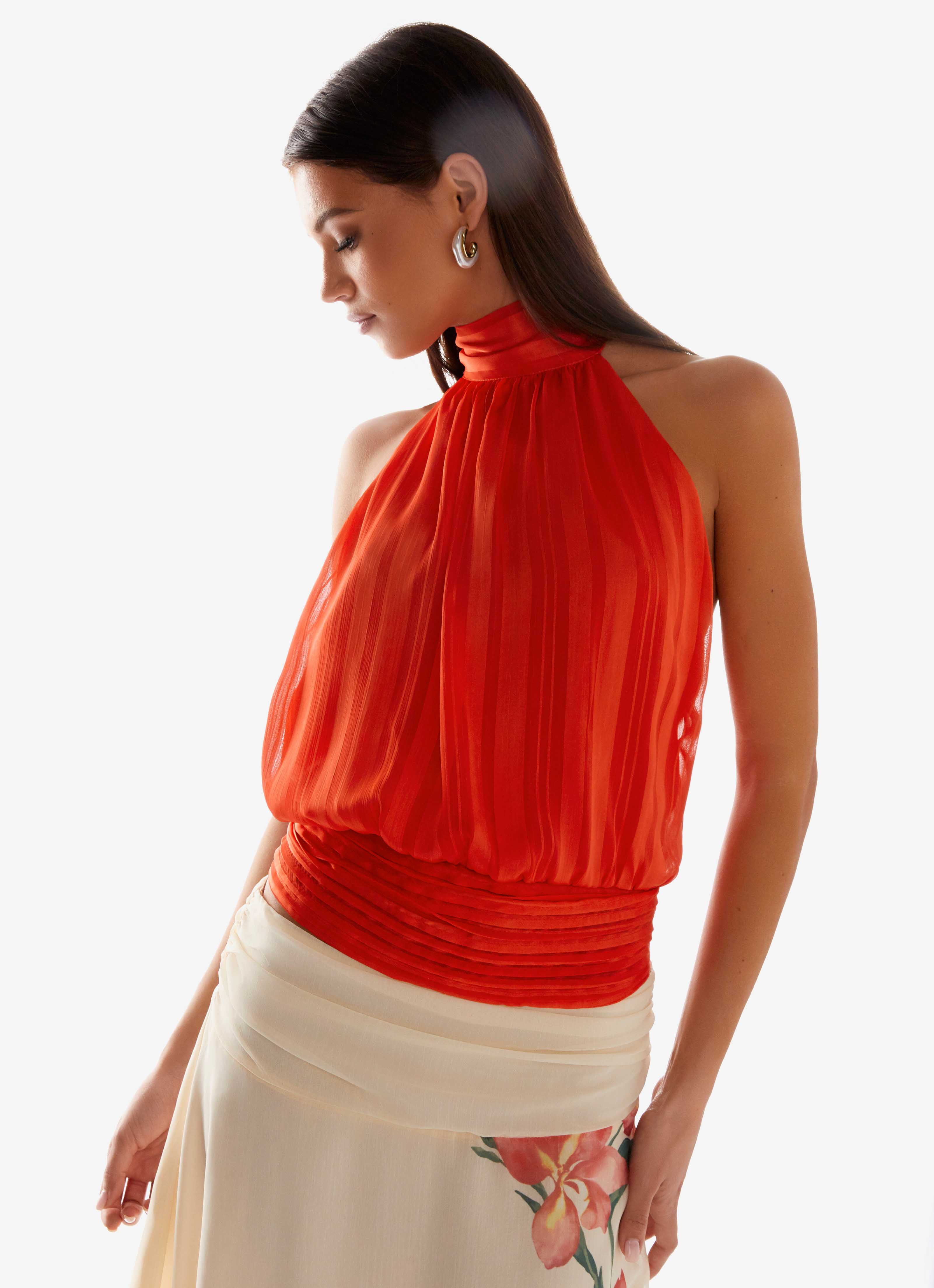 Willow Chiffon Top - Coral